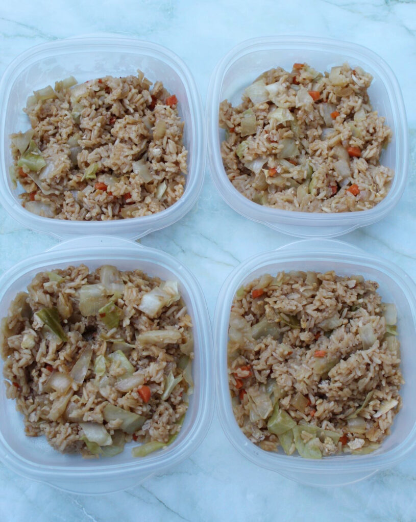 One Pan Vegetarian Egg Roll Fried Rice Meal Prep Happy Stirring