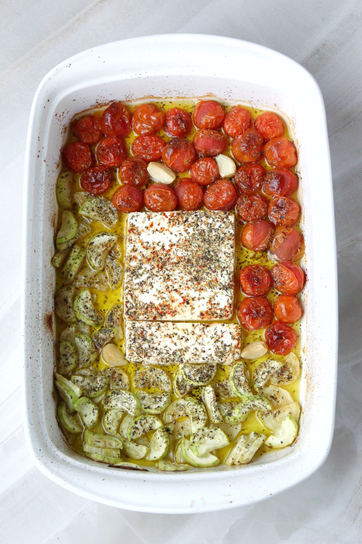 Baked Feta Pasta with Zucchini and Sausage Happy Stirring
